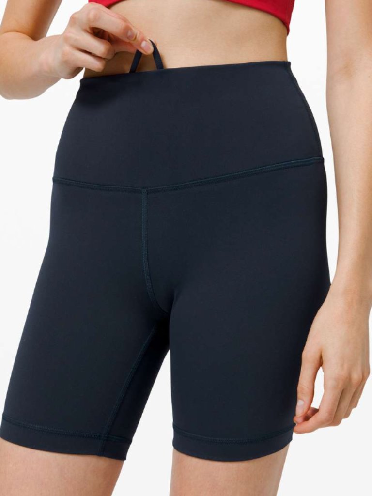 Lululemon Wunder Train Navy Biker Shorts 6" Size 4